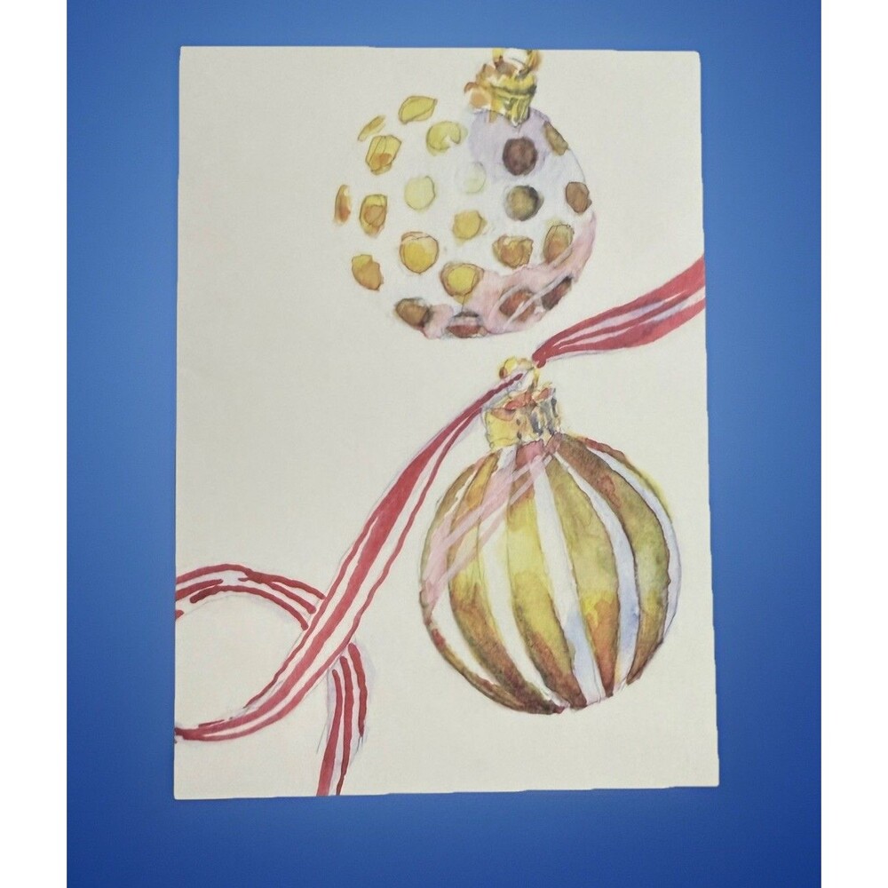 Oddballs Vintage Watercolor Greeted Christmas Card Box Of 10 Waiting To Be Hung